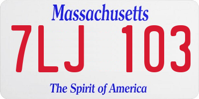 MA license plate 7LJ103