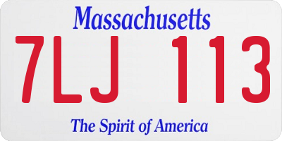 MA license plate 7LJ113