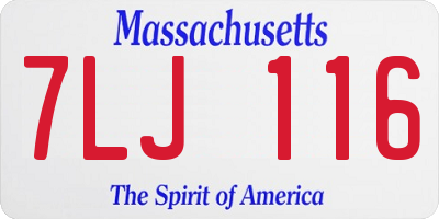 MA license plate 7LJ116