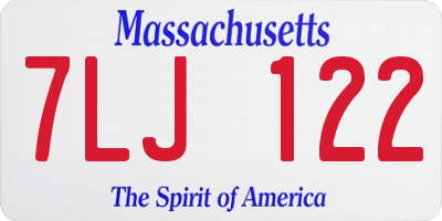 MA license plate 7LJ122