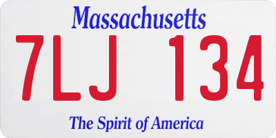 MA license plate 7LJ134