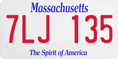 MA license plate 7LJ135