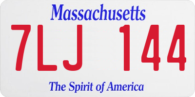MA license plate 7LJ144