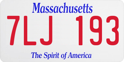 MA license plate 7LJ193