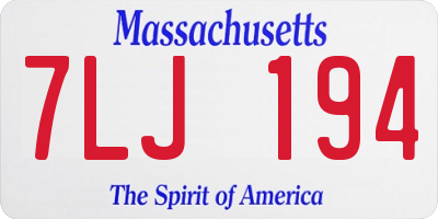 MA license plate 7LJ194