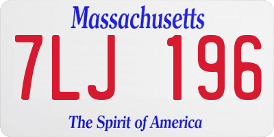 MA license plate 7LJ196