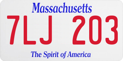 MA license plate 7LJ203