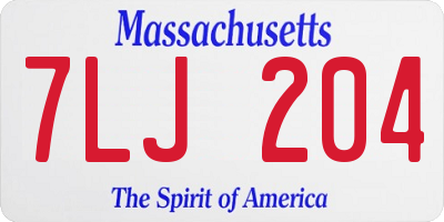 MA license plate 7LJ204
