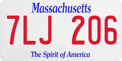 MA license plate 7LJ206