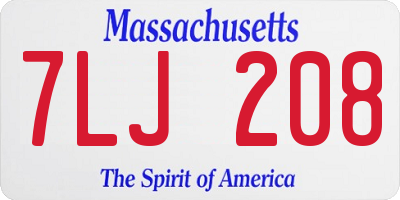 MA license plate 7LJ208