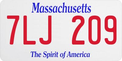 MA license plate 7LJ209