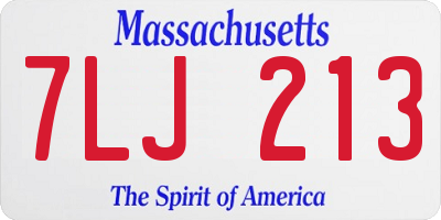 MA license plate 7LJ213