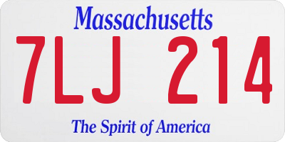 MA license plate 7LJ214