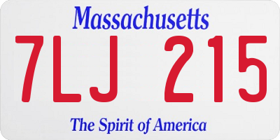 MA license plate 7LJ215