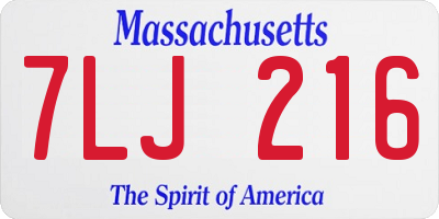 MA license plate 7LJ216