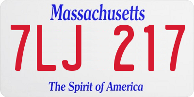 MA license plate 7LJ217