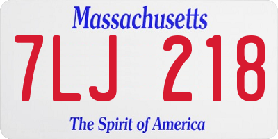 MA license plate 7LJ218