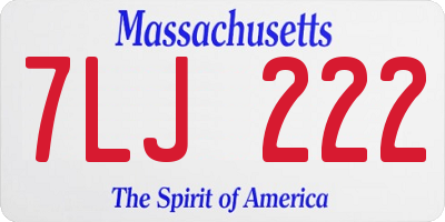 MA license plate 7LJ222