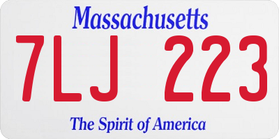 MA license plate 7LJ223