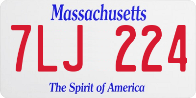 MA license plate 7LJ224