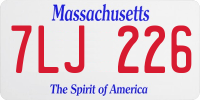 MA license plate 7LJ226