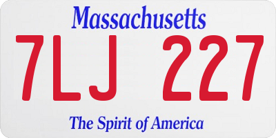MA license plate 7LJ227