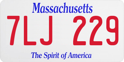 MA license plate 7LJ229