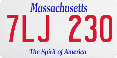 MA license plate 7LJ230