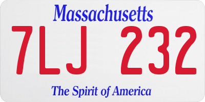 MA license plate 7LJ232