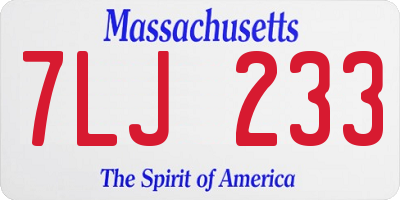 MA license plate 7LJ233