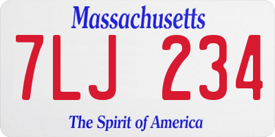 MA license plate 7LJ234