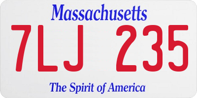 MA license plate 7LJ235