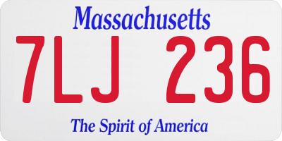MA license plate 7LJ236
