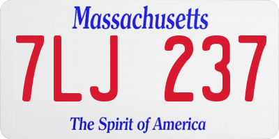MA license plate 7LJ237