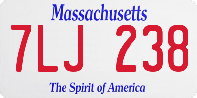 MA license plate 7LJ238