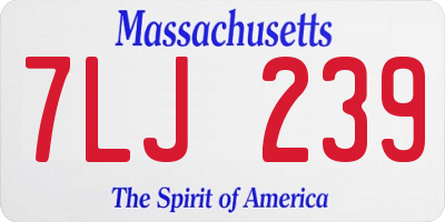 MA license plate 7LJ239