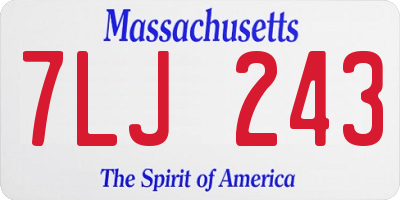 MA license plate 7LJ243