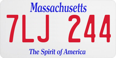 MA license plate 7LJ244