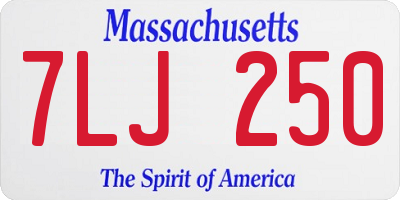 MA license plate 7LJ250
