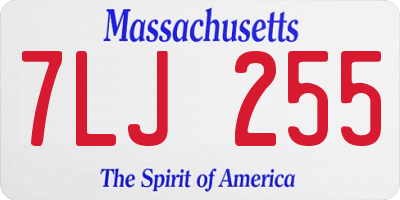 MA license plate 7LJ255
