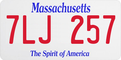MA license plate 7LJ257