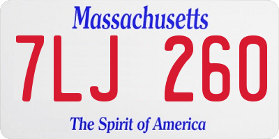 MA license plate 7LJ260