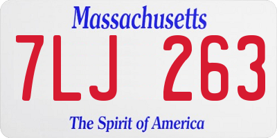 MA license plate 7LJ263