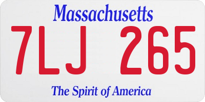 MA license plate 7LJ265