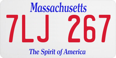 MA license plate 7LJ267
