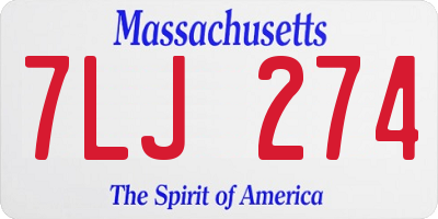 MA license plate 7LJ274