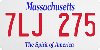 MA license plate 7LJ275
