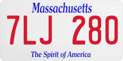 MA license plate 7LJ280