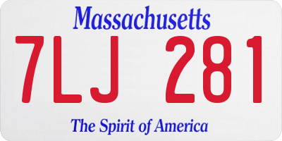 MA license plate 7LJ281