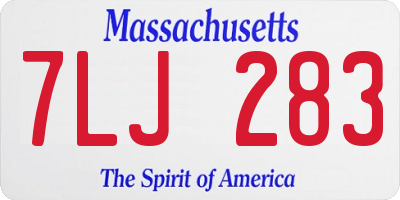 MA license plate 7LJ283